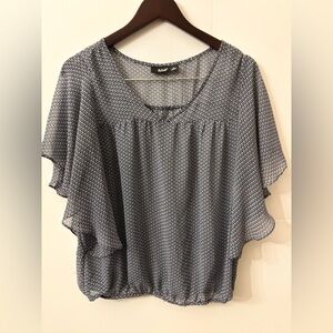 a.n.a Navy and White Patterned Blouse